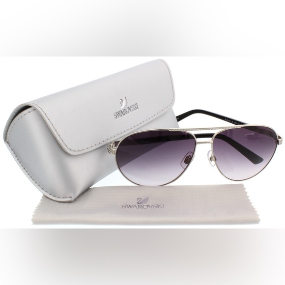 SWAROVSKI ELIS SK0078 16B Silver Black / Gray Gradient 59mm Sunglasses - Picture 6 of 6